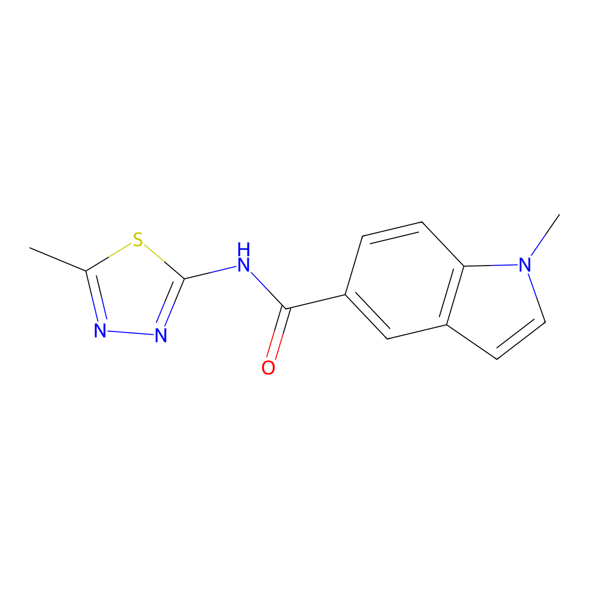 1-methyl-N-[(2E)-5-methyl-1,3,4-thiadiazol-2(3H)-ylidene]-1H-indole-5-carboxamide molecular structure, CAS 1219548-55-6