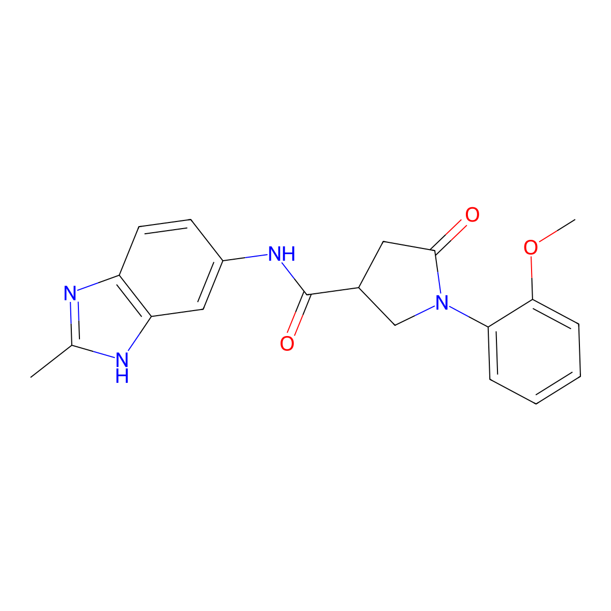 1-(2-methoxyphenyl)-N-(2-methyl-1H-benzimidazol-5-yl)-5-oxopyrrolidine-3-carboxamide molecular structure, CAS 1219548-59-0
