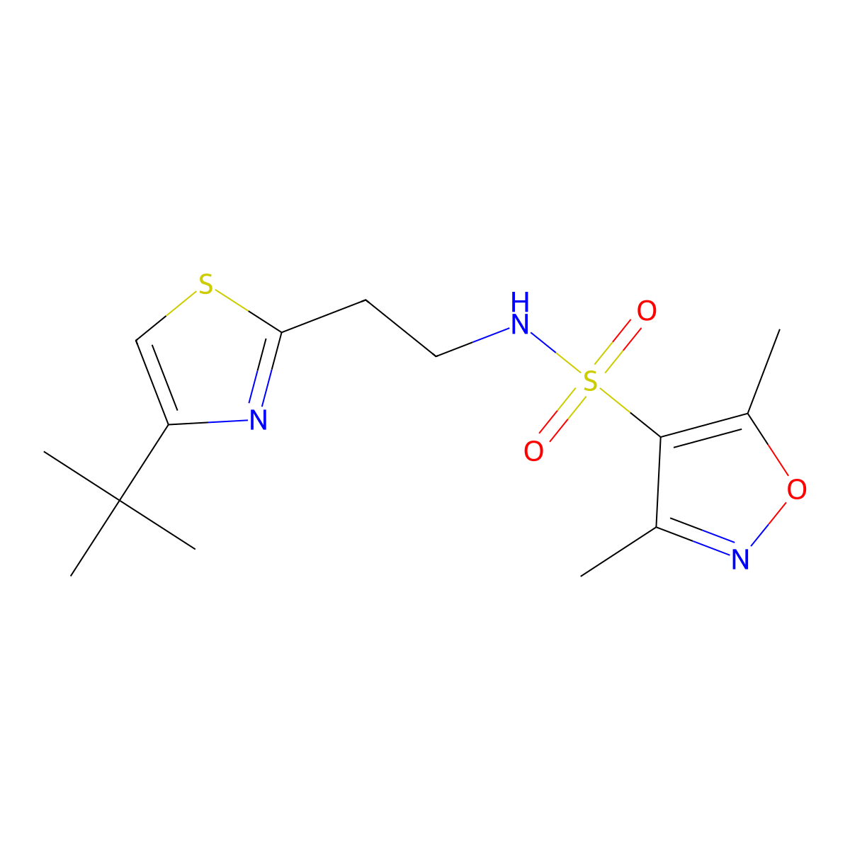 N-[2-(4-tert-butyl-1,3-thiazol-2-yl)ethyl]-3,5-dimethyl-1,2-oxazole-4-sulfonamide molecular structure, CAS 1219548-94-3
