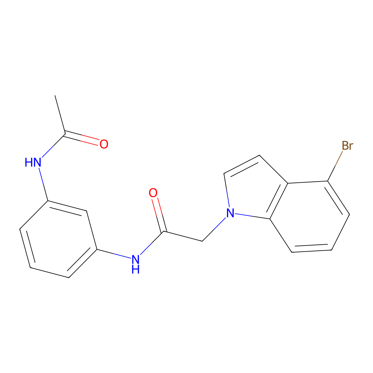 N-[3-(acetylamino)phenyl]-2-(4-bromo-1H-indol-1-yl)acetamide molecular structure, CAS 1219548-97-6