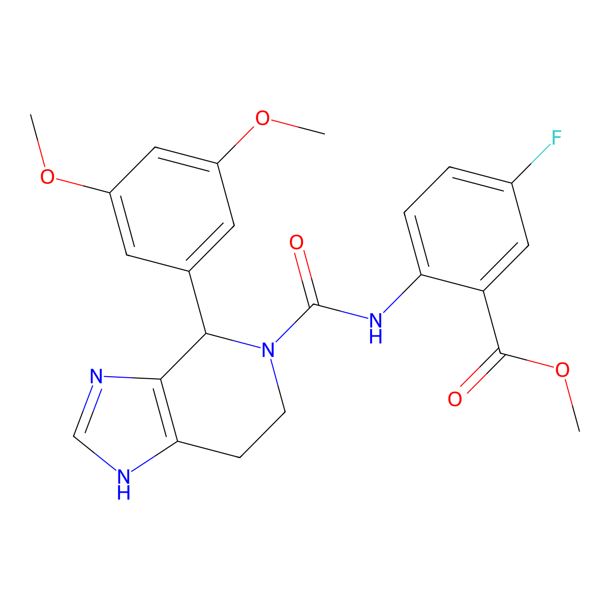 methyl 2-({[4-(3,5-dimethoxyphenyl)-1,4,6,7-tetrahydro-5H-imidazo[4,5-c]pyridin-5-yl]carbonyl}amino)-5-fluorobenzoate molecular structure, CAS 1219549-07-1