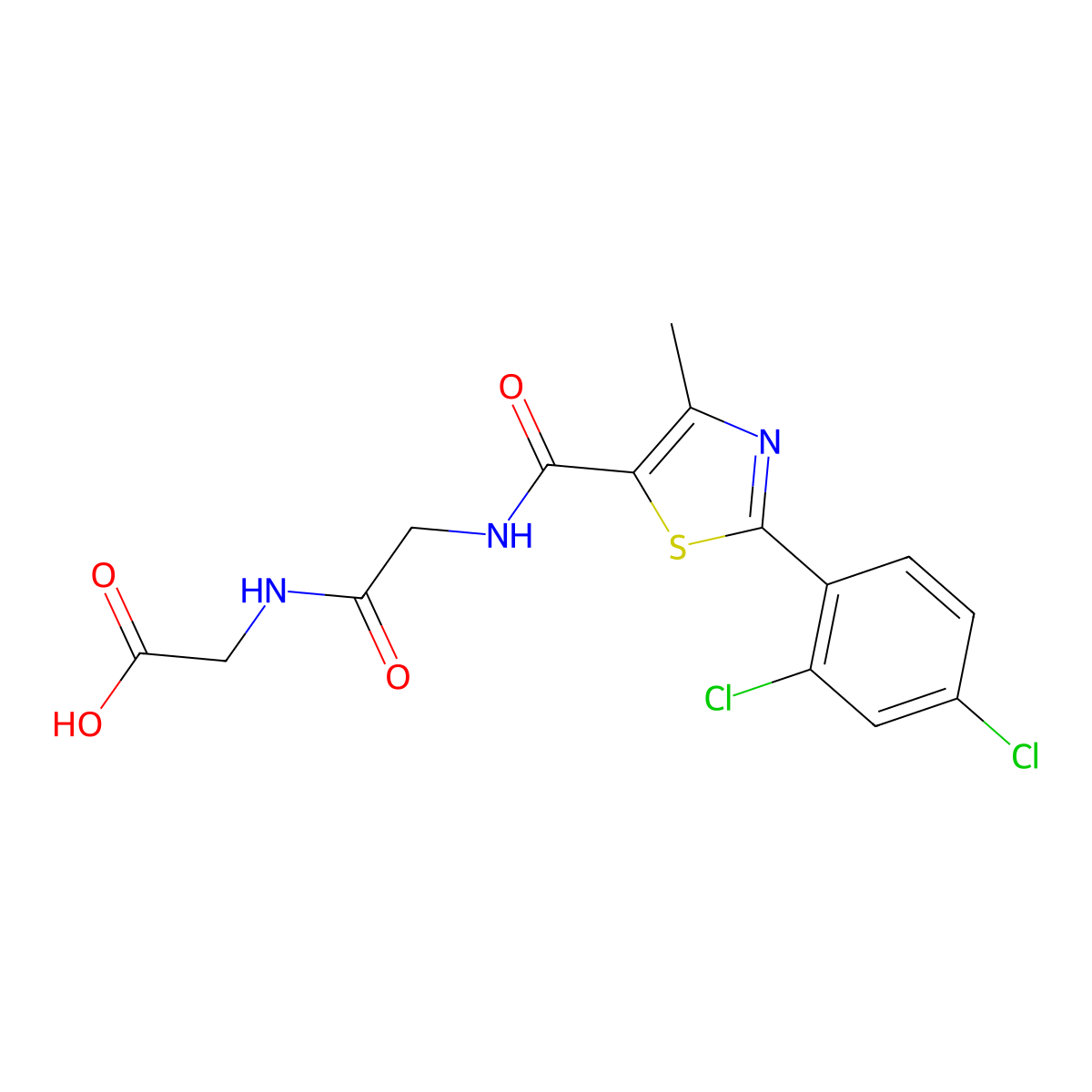 N-{[2-(2,4-dichlorophenyl)-4-methyl-1,3-thiazol-5-yl]carbonyl}glycylglycine molecular structure, CAS 1219549-13-9
