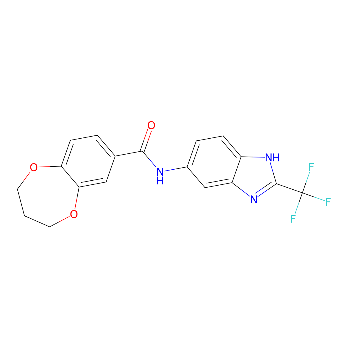 N-[2-(trifluoromethyl)-1H-benzimidazol-5-yl]-3,4-dihydro-2H-1,5-benzodioxepine-7-carboxamide molecular structure, CAS 1219549-21-9