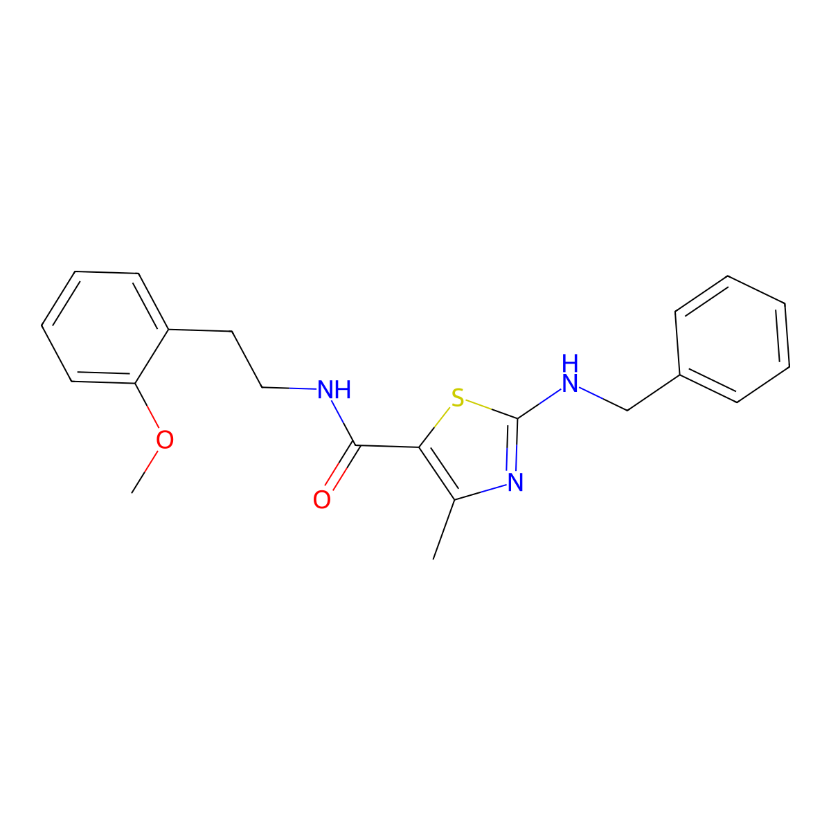 2-(benzylamino)-N-[2-(2-methoxyphenyl)ethyl]-4-methyl-1,3-thiazole-5-carboxamide molecular structure, CAS 1219549-32-2