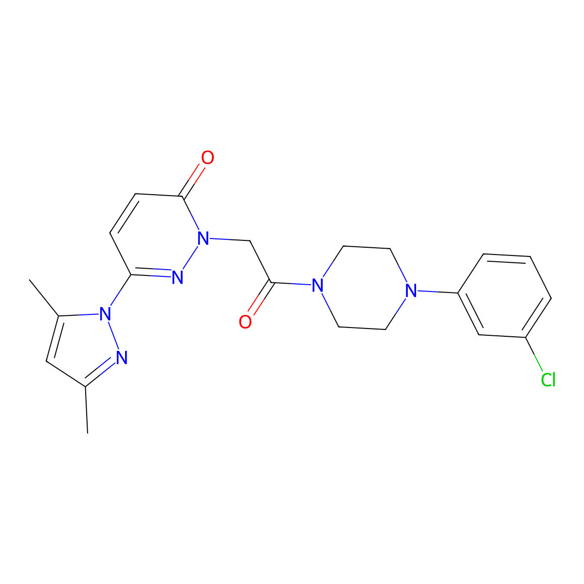 2-(2-(4-(3-chlorophenyl)piperazin-1-yl)-2-oxoethyl)-6-(3,5-dimethyl-1H-pyrazol-1-yl)pyridazin-3(2H)-one molecular structure, CAS 1219549-39-9