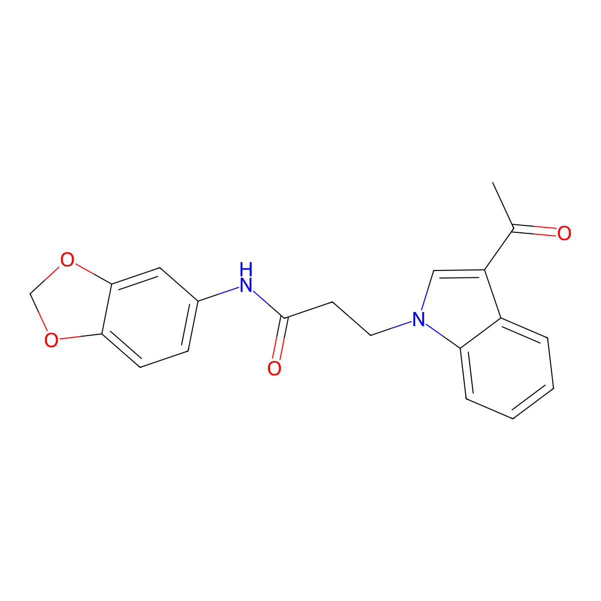 3-(3-acetyl-1H-indol-1-yl)-N-(1,3-benzodioxol-5-yl)propanamide molecular structure, CAS 1219549-59-3