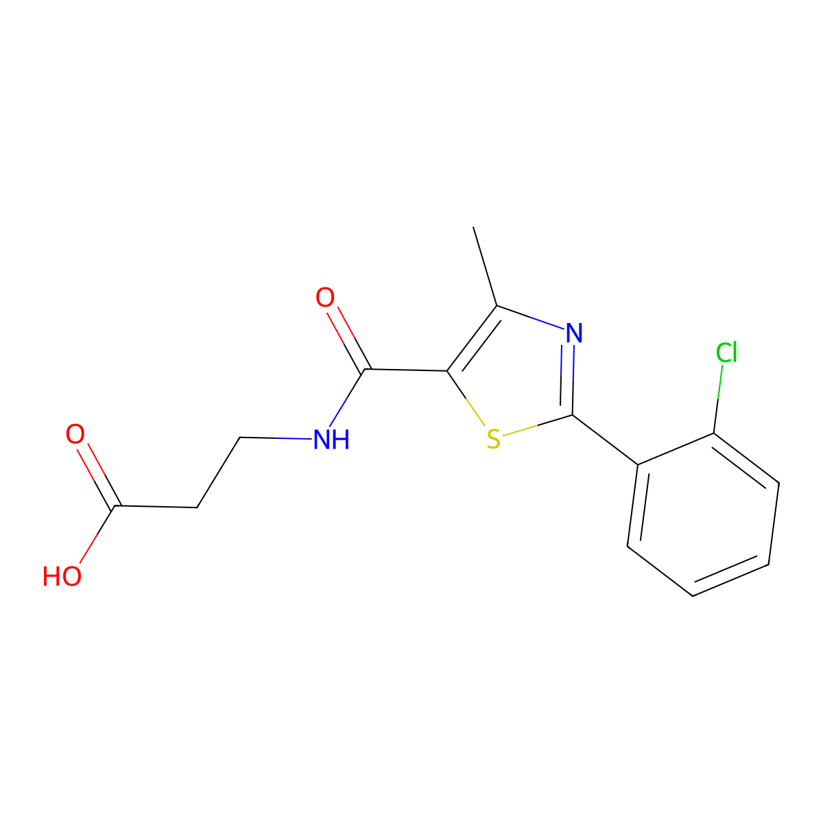 N-{[2-(2-chlorophenyl)-4-methyl-1,3-thiazol-5-yl]carbonyl}-beta-alanine molecular structure, CAS 1219549-64-0