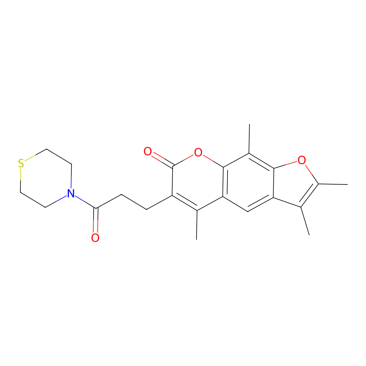 2,3,5,9-tetramethyl-6-[3-oxo-3-(4-thiomorpholinyl)propyl]-7H-furo[3,2-g]chromen-7-one molecular structure, CAS 1219549-69-5