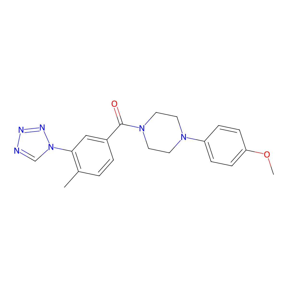 1-(4-methoxyphenyl)-4-[4-methyl-3-(1H-tetrazol-1-yl)benzoyl]piperazine molecular structure, CAS 1219549-99-1