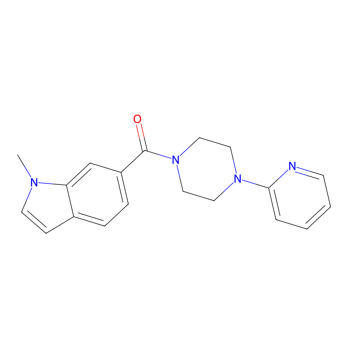 (1-methyl-1H-indol-6-yl)[4-(pyridin-2-yl)piperazin-1-yl]methanone molecular structure, CAS 1219550-16-9
