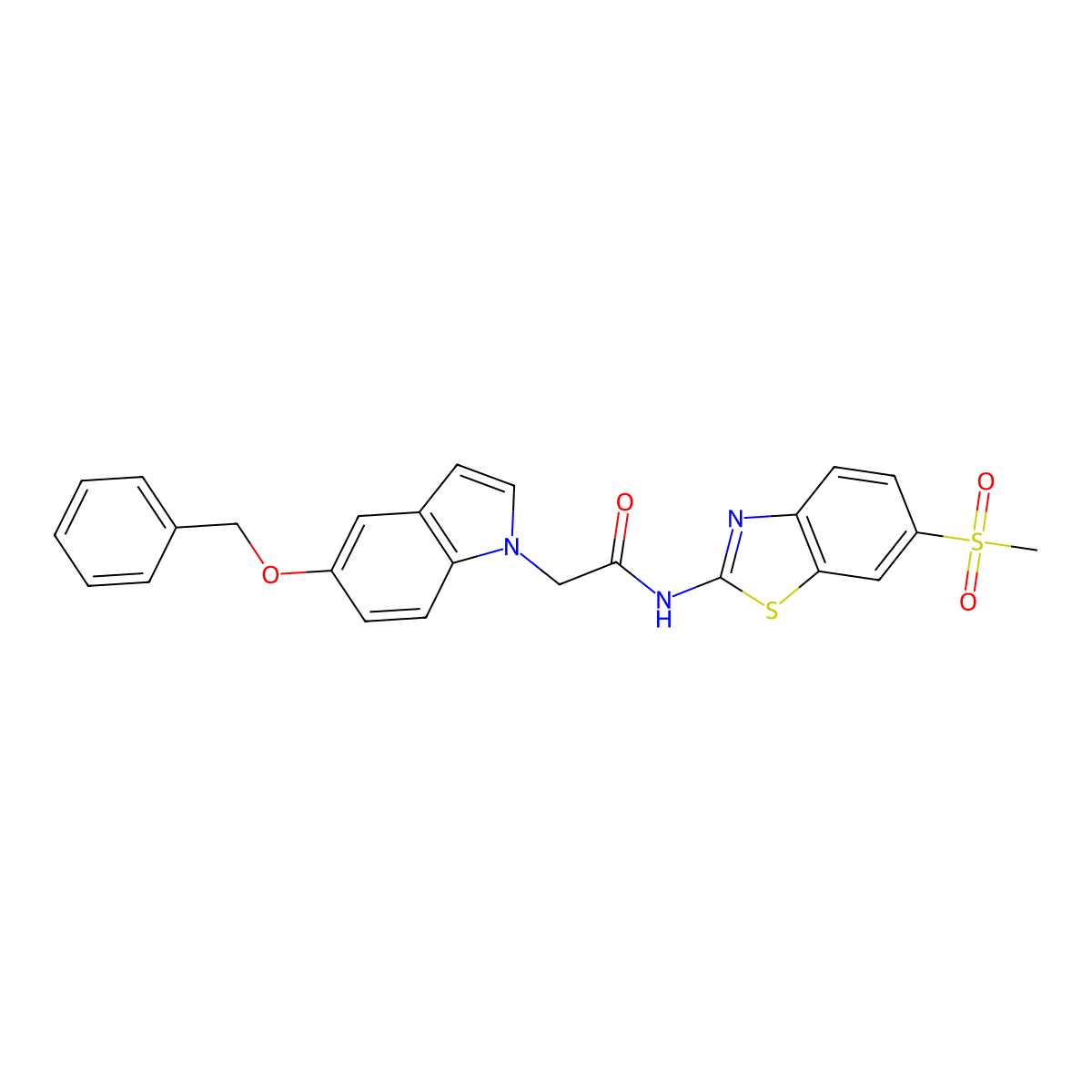 2-[5-(benzyloxy)-1H-indol-1-yl]-N-[(2Z)-6-(methylsulfonyl)-1,3-benzothiazol-2(3H)-ylidene]acetamide molecular structure, CAS 1219550-23-8