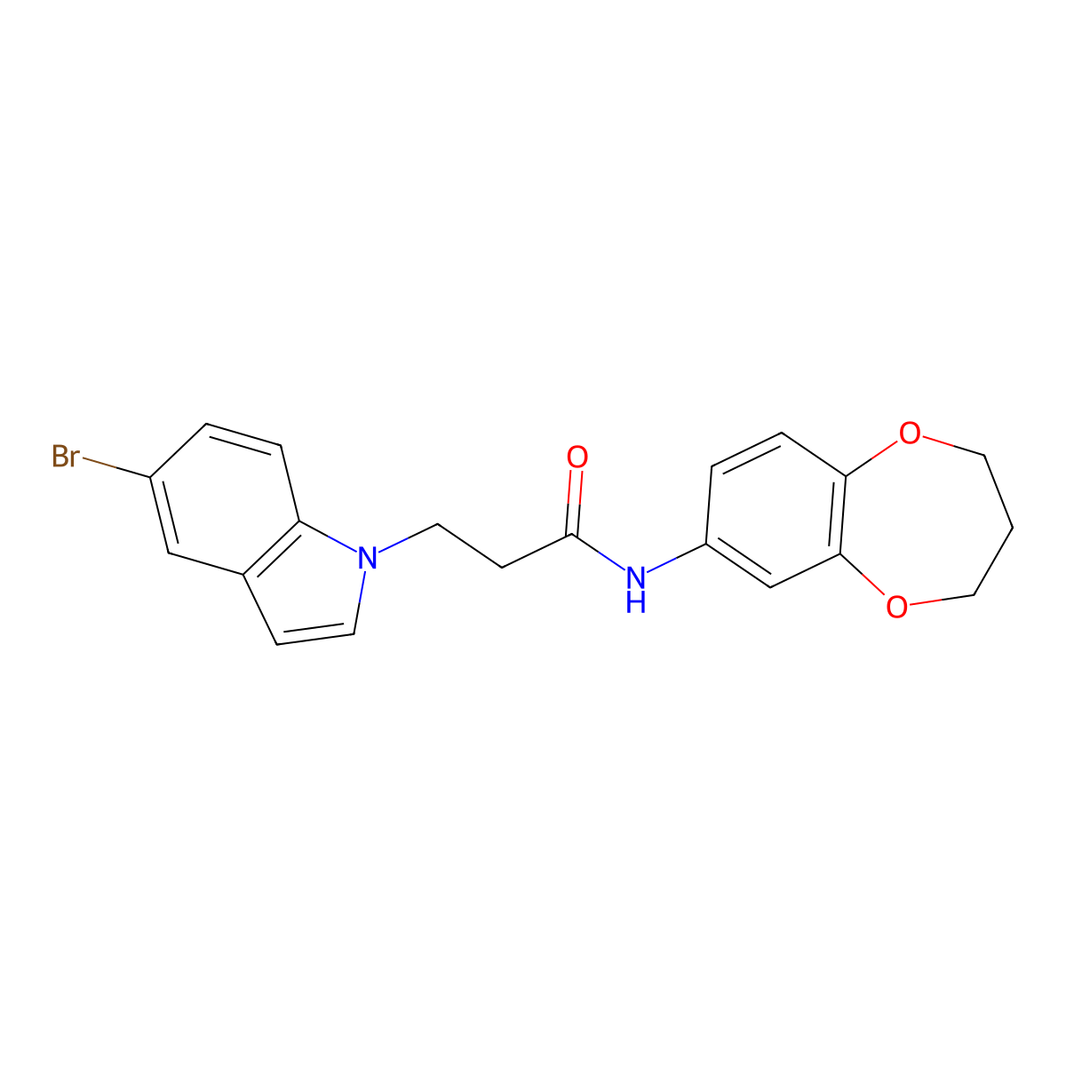 3-(5-bromo-1H-indol-1-yl)-N-(3,4-dihydro-2H-1,5-benzodioxepin-7-yl)propanamide molecular structure, CAS 1219550-39-6