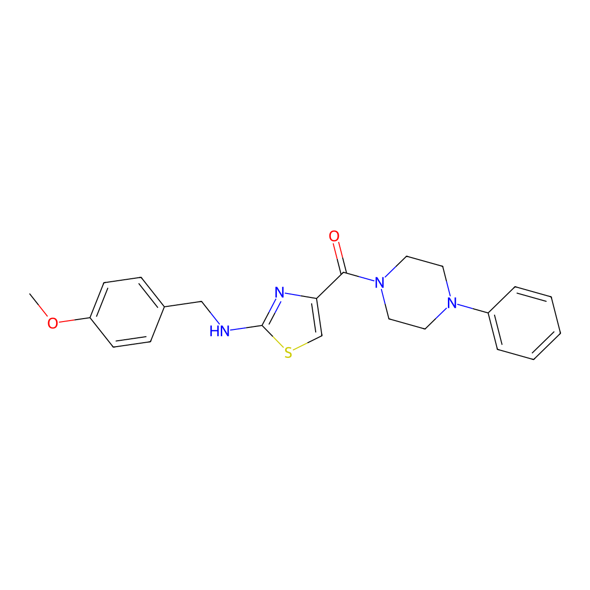 {2-[(4-Methoxybenzyl)amino]-1,3-thiazol-4-yl}(4-phenylpiperazin-1-yl)methanone molecular structure, CAS 1219550-43-2