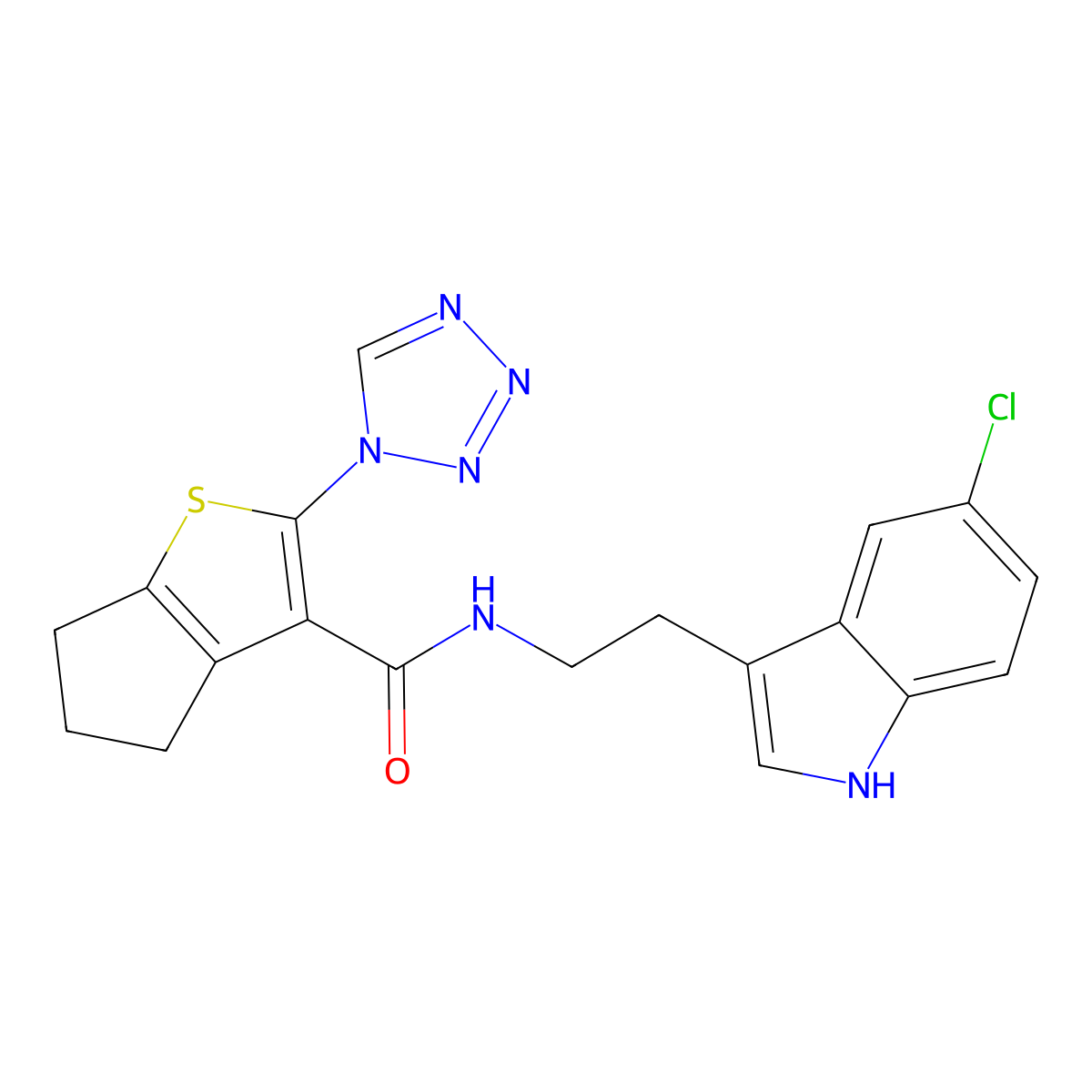 N-[2-(5-chloro-1H-indol-3-yl)ethyl]-2-(1H-tetrazol-1-yl)-5,6-dihydro-4H-cyclopenta[b]thiophene-3-carboxamide molecular structure, CAS 1219550-49-8