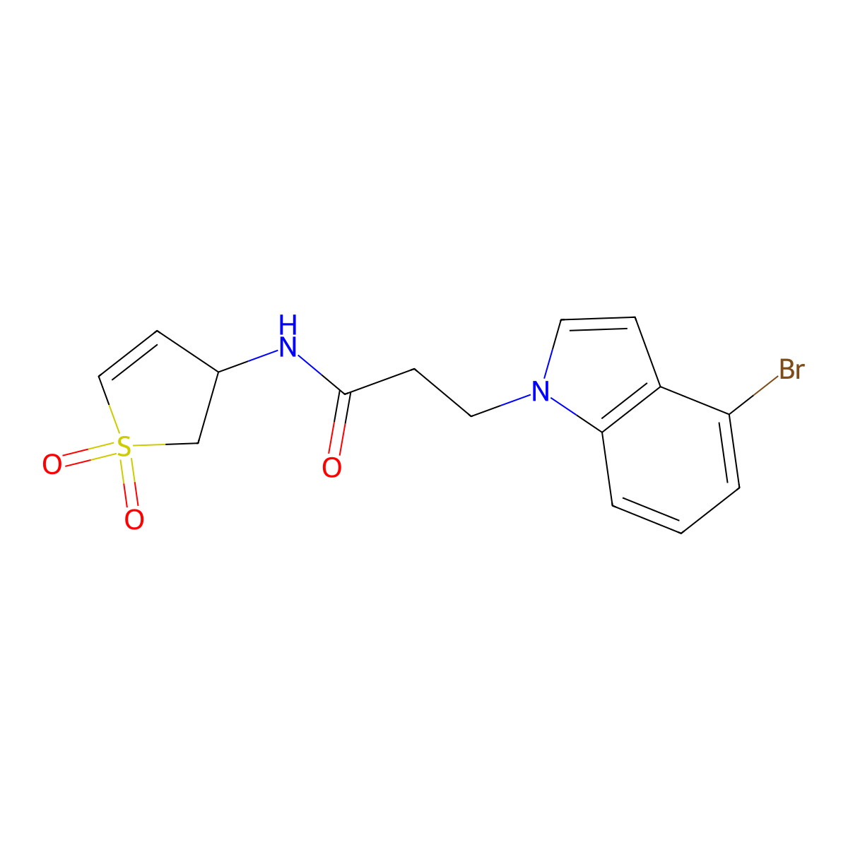 3-(4-bromo-1H-indol-1-yl)-N-(1,1-dioxido-2,3-dihydrothiophen-3-yl)propanamide molecular structure, CAS 1219550-59-0