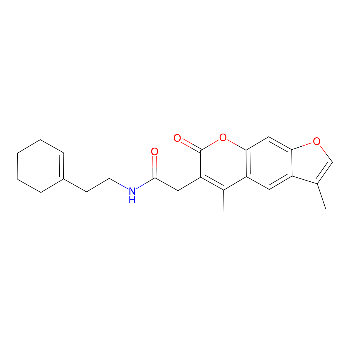 N-[2-(1-cyclohexen-1-yl)ethyl]-2-(3,5-dimethyl-7-oxo-7H-furo[3,2-g]chromen-6-yl)acetamide molecular structure, CAS 1219550-67-0