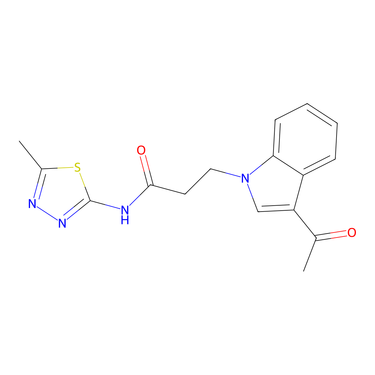3-(3-acetyl-1H-indol-1-yl)-N-(5-methyl-1,3,4-thiadiazol-2-yl)propanamide molecular structure, CAS 1219550-71-6