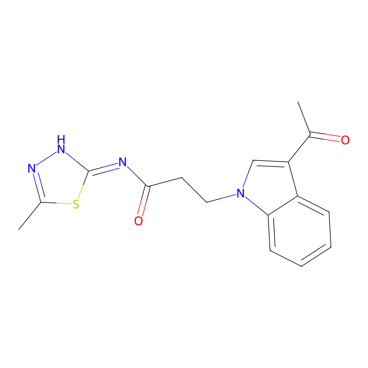 3-(3-acetyl-1H-indol-1-yl)-N-(5-methyl-1,3,4-thiadiazol-2-yl)propanamide molecular structure, CAS 1219550-71-6