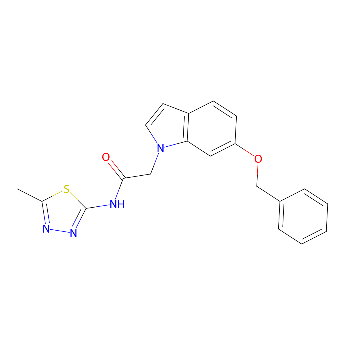 2-[6-(benzyloxy)-1H-indol-1-yl]-N-[(2E)-5-methyl-1,3,4-thiadiazol-2(3H)-ylidene]acetamide molecular structure, CAS 1219550-72-7