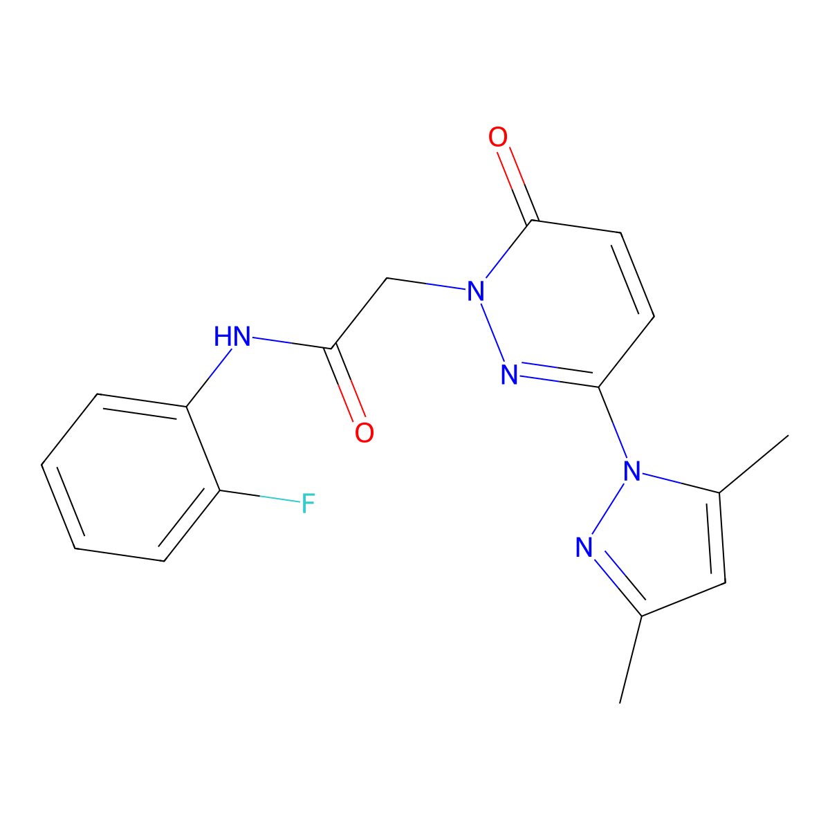 2-(3-(3,5-dimethyl-1H-pyrazol-1-yl)-6-oxopyridazin-1(6H)-yl)-N-(2-fluorophenyl)acetamide molecular structure, CAS 1219550-84-1