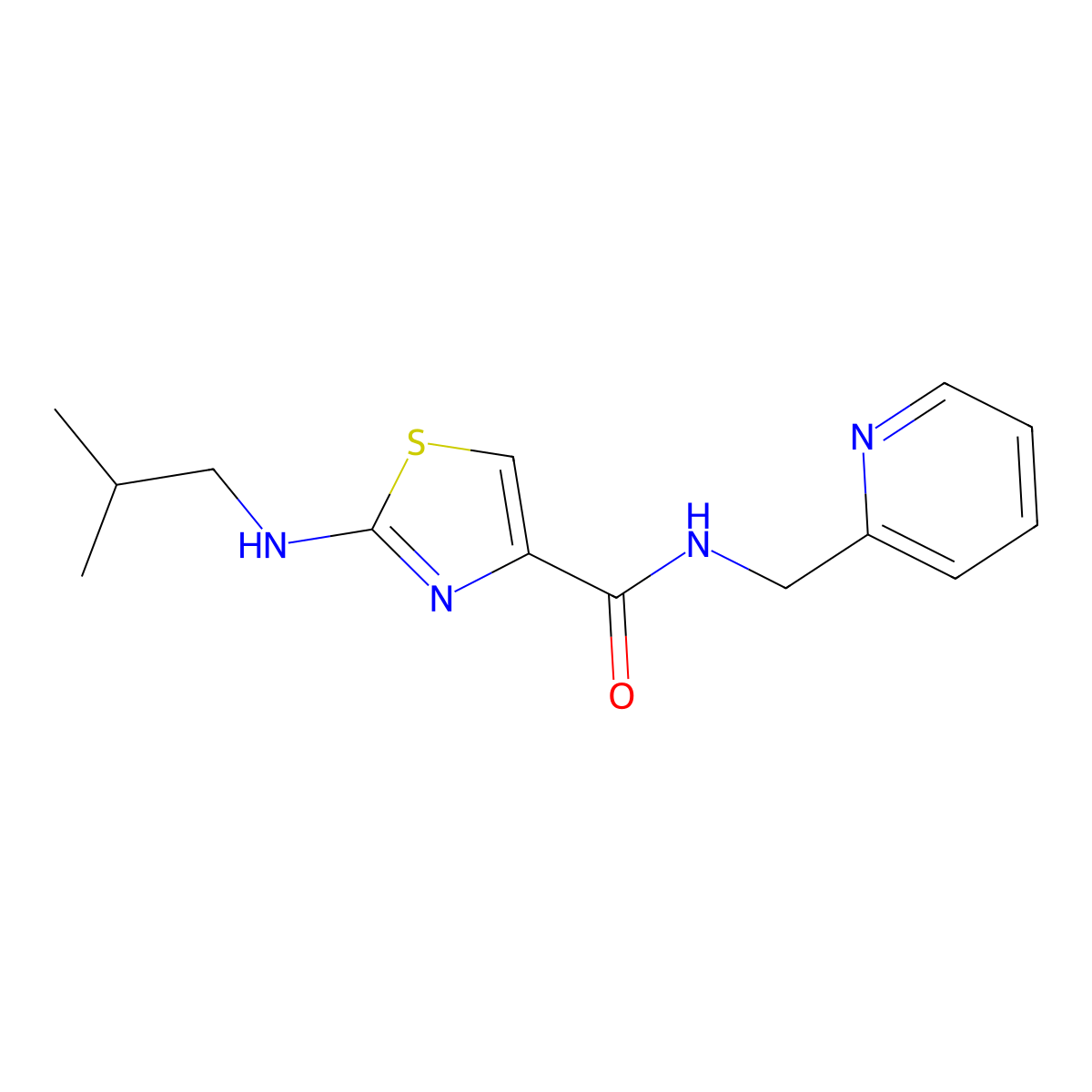 2-(isobutylamino)-N-(2-pyridylmethyl)-1,3-thiazole-4-carboxamide molecular structure, CAS 1219550-89-6