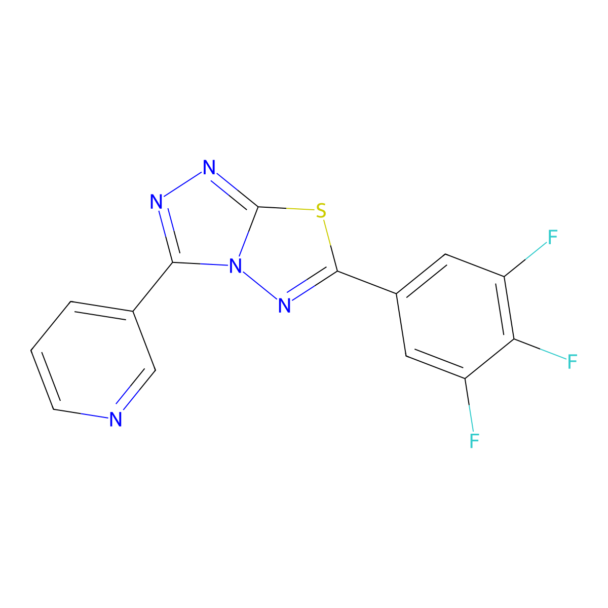 3-[6-(3,4,5-Trifluorophenyl)-[1,2,4]triazolo[3,4-b][1,3,4]thiadiazol-3-yl]pyridine molecular structure, CAS 1219551-07-1