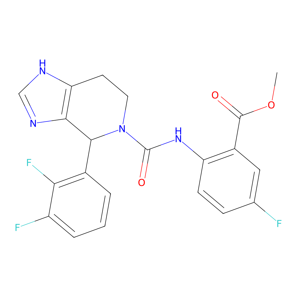 methyl 2-({[4-(2,3-difluorophenyl)-1,4,6,7-tetrahydro-5H-imidazo[4,5-c]pyridin-5-yl]carbonyl}amino)-5-fluorobenzoate molecular structure, CAS 1219551-28-6