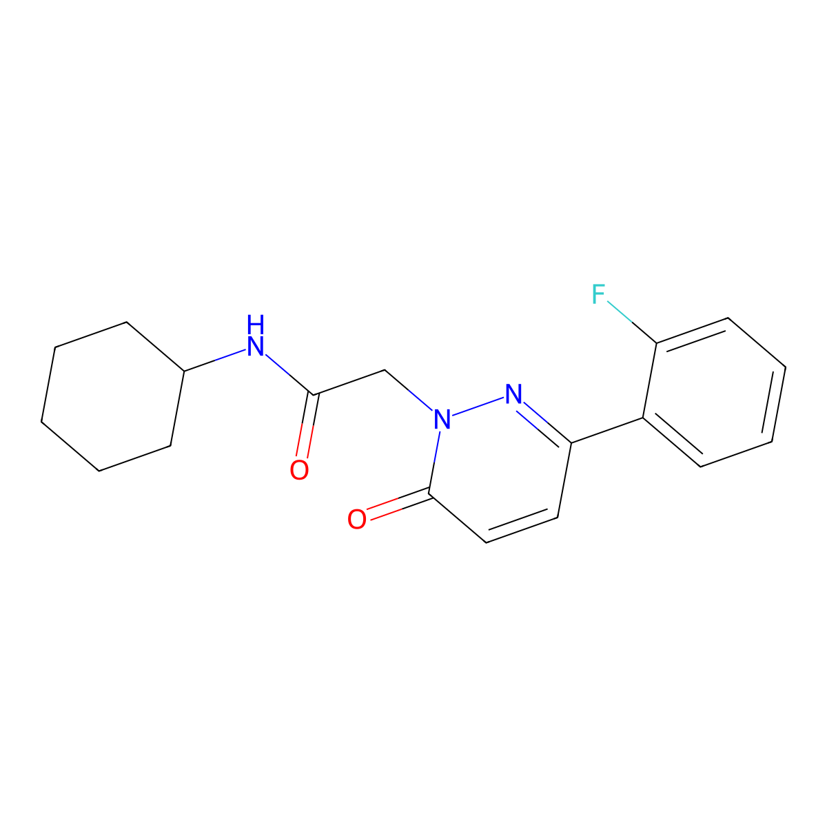 N-cyclohexyl-2-[3-(2-fluorophenyl)-6-oxo-1(6H)-pyridazinyl]acetamide molecular structure, CAS 1219551-38-8