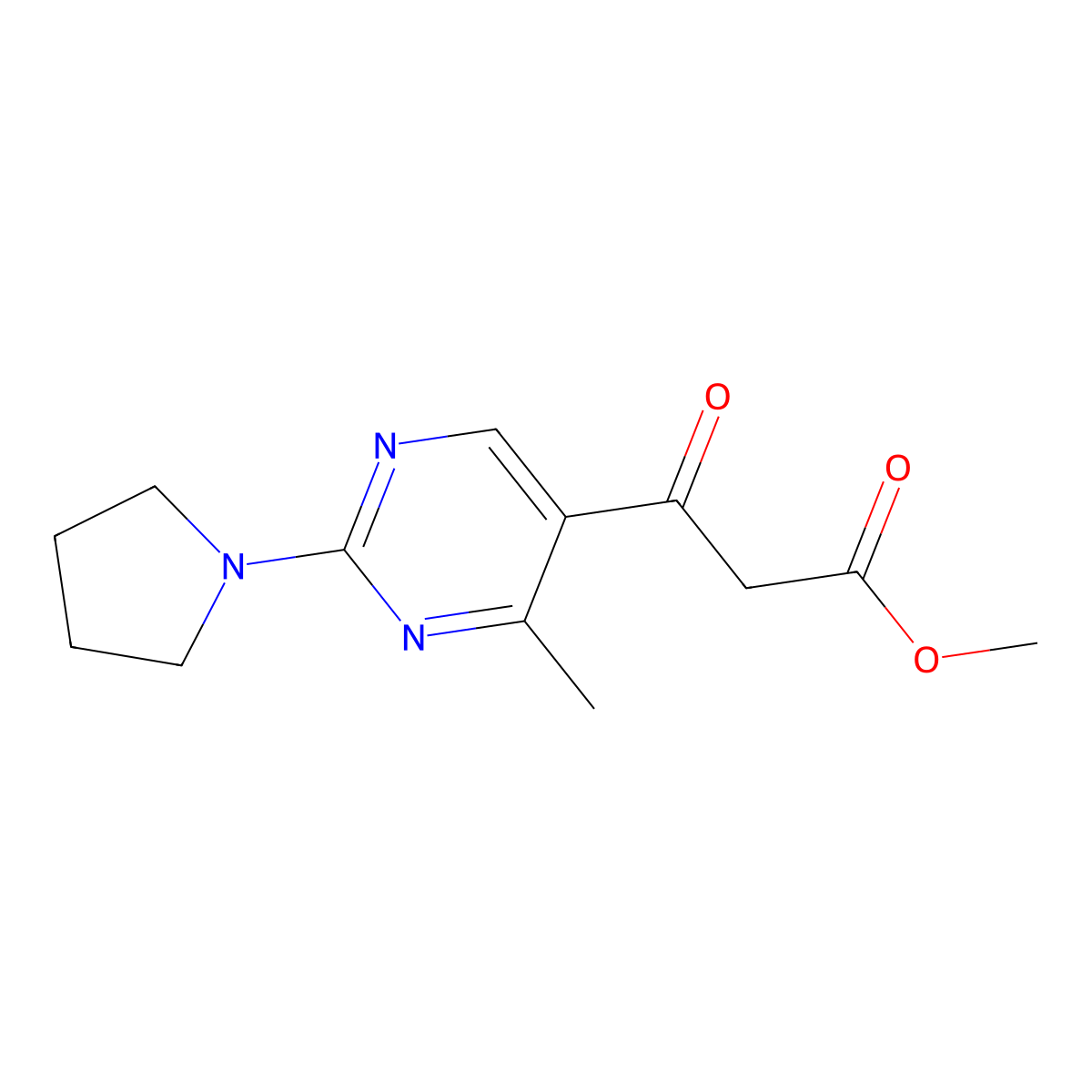Methyl 3-(4-methyl-2-(pyrrolidin-1-yl)pyrimidin-5-yl)-3-oxopropanoate molecular structure, CAS 1219551-43-5