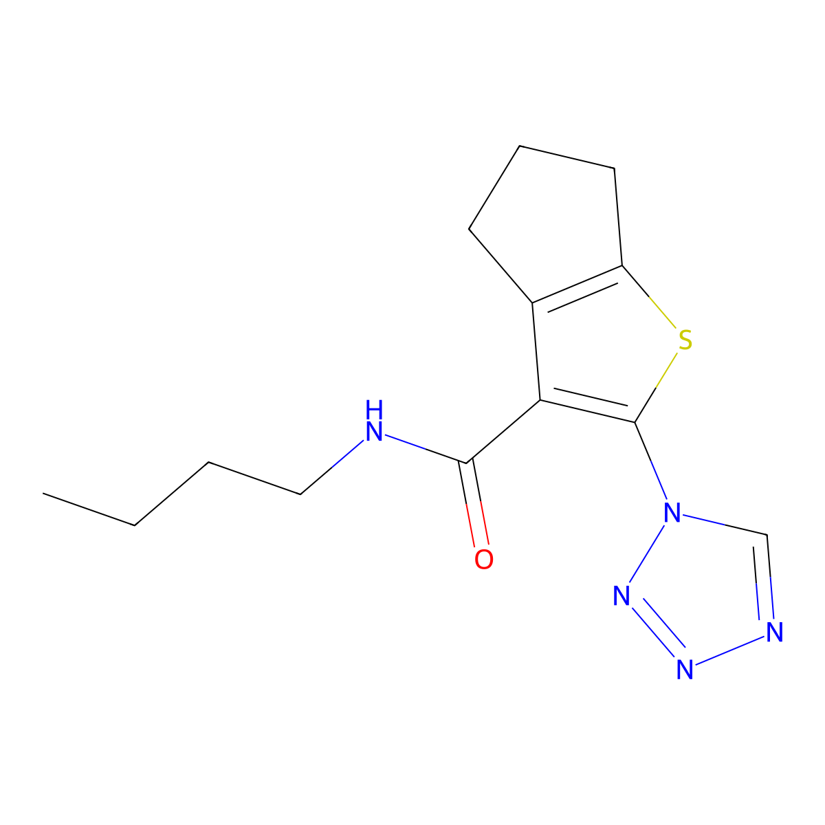 N-butyl-2-(1H-tetrazol-1-yl)-5,6-dihydro-4H-cyclopenta[b]thiophene-3-carboxamide molecular structure, CAS 1219551-44-6