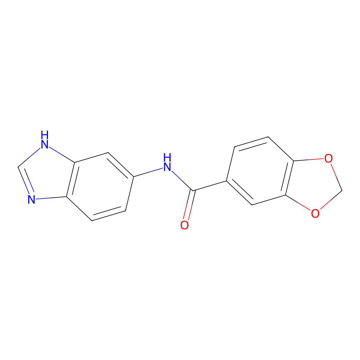 N-(1H-benzimidazol-5-yl)-1,3-benzodioxole-5-carboxamide molecular structure, CAS 1219551-47-9