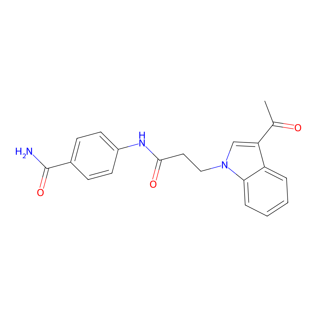 4-{[3-(3-acetyl-1H-indol-1-yl)propanoyl]amino}benzamide molecular structure, CAS 1219551-48-0