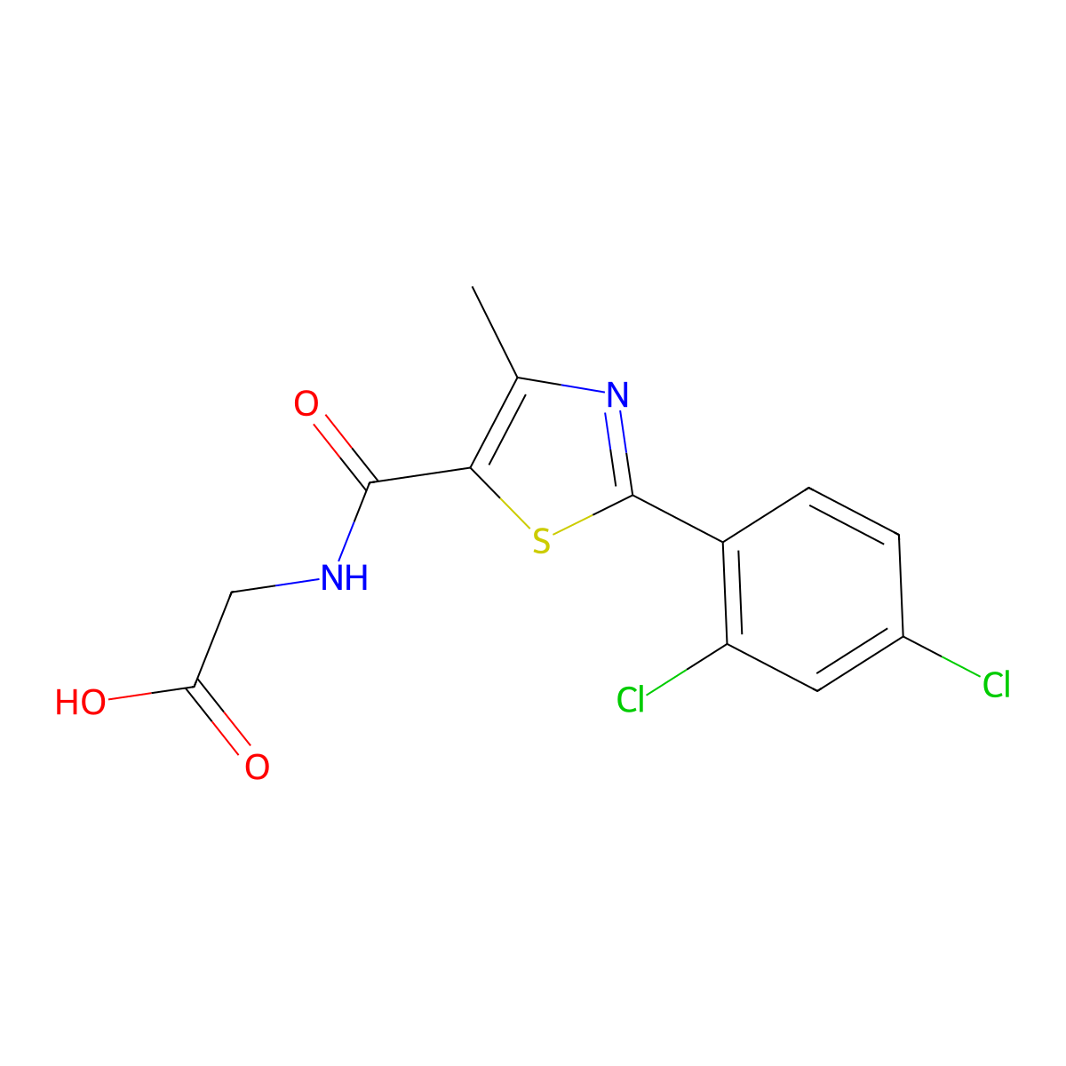 N-{[2-(2,4-dichlorophenyl)-4-methyl-1,3-thiazol-5-yl]carbonyl}glycine molecular structure, CAS 1219551-63-9