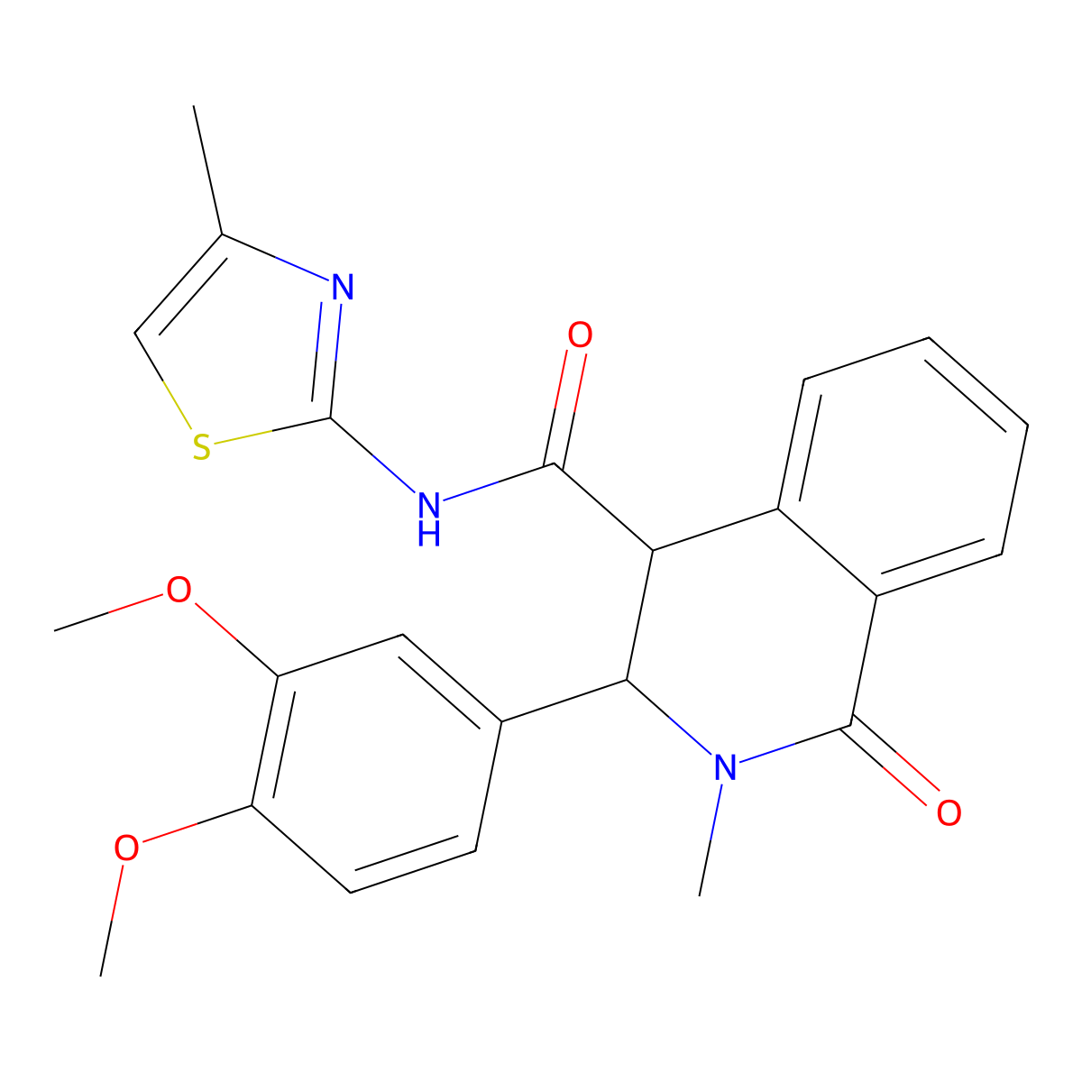 3-(3,4-dimethoxyphenyl)-2-methyl-N-[(2Z)-4-methyl-1,3-thiazol-2(3H)-ylidene]-1-oxo-1,2,3,4-tetrahydroisoquinoline-4-carboxamide molecular structure, CAS 1219551-64-0