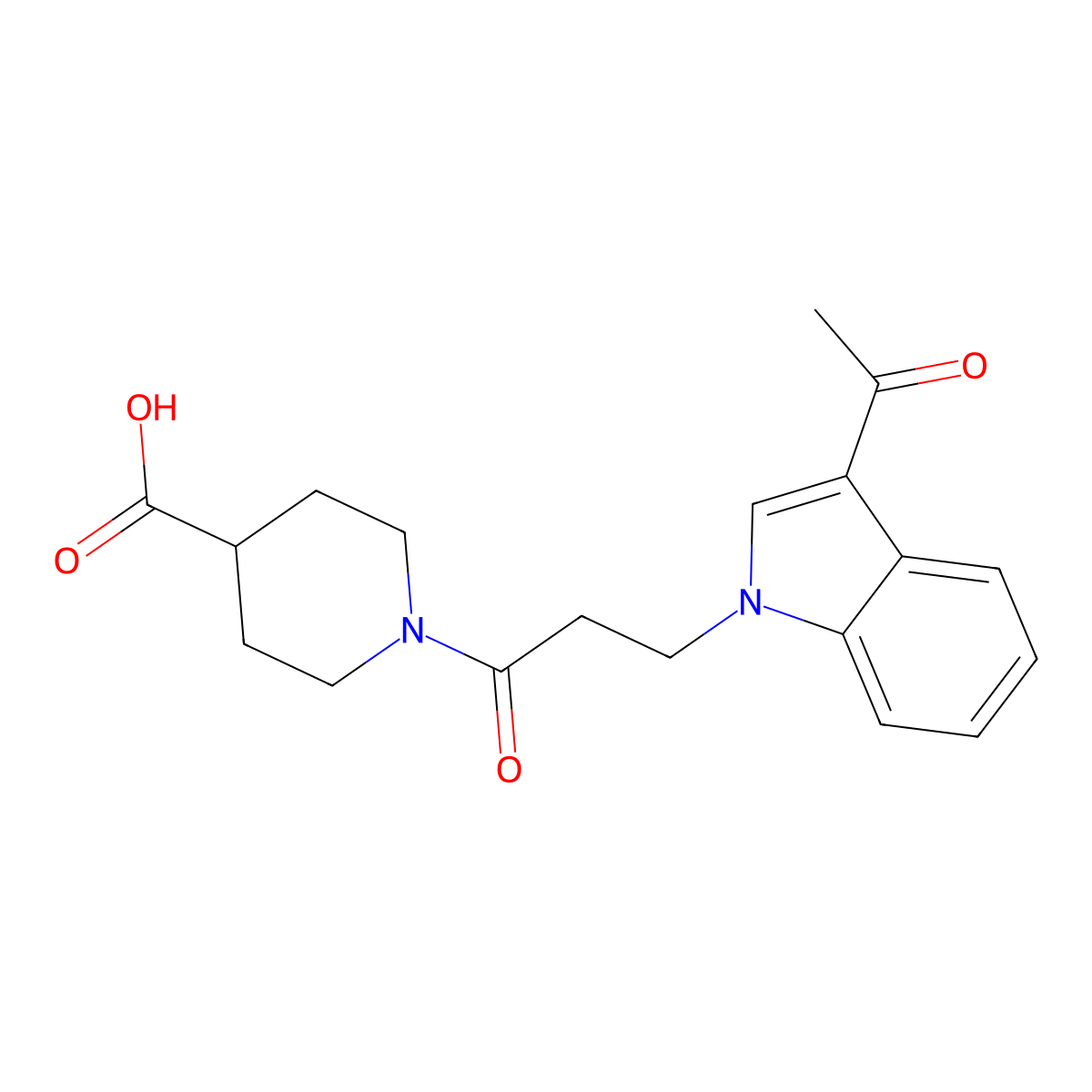 1-[3-(3-acetyl-1H-indol-1-yl)propanoyl]piperidine-4-carboxylic acid molecular structure, CAS 1219551-95-7