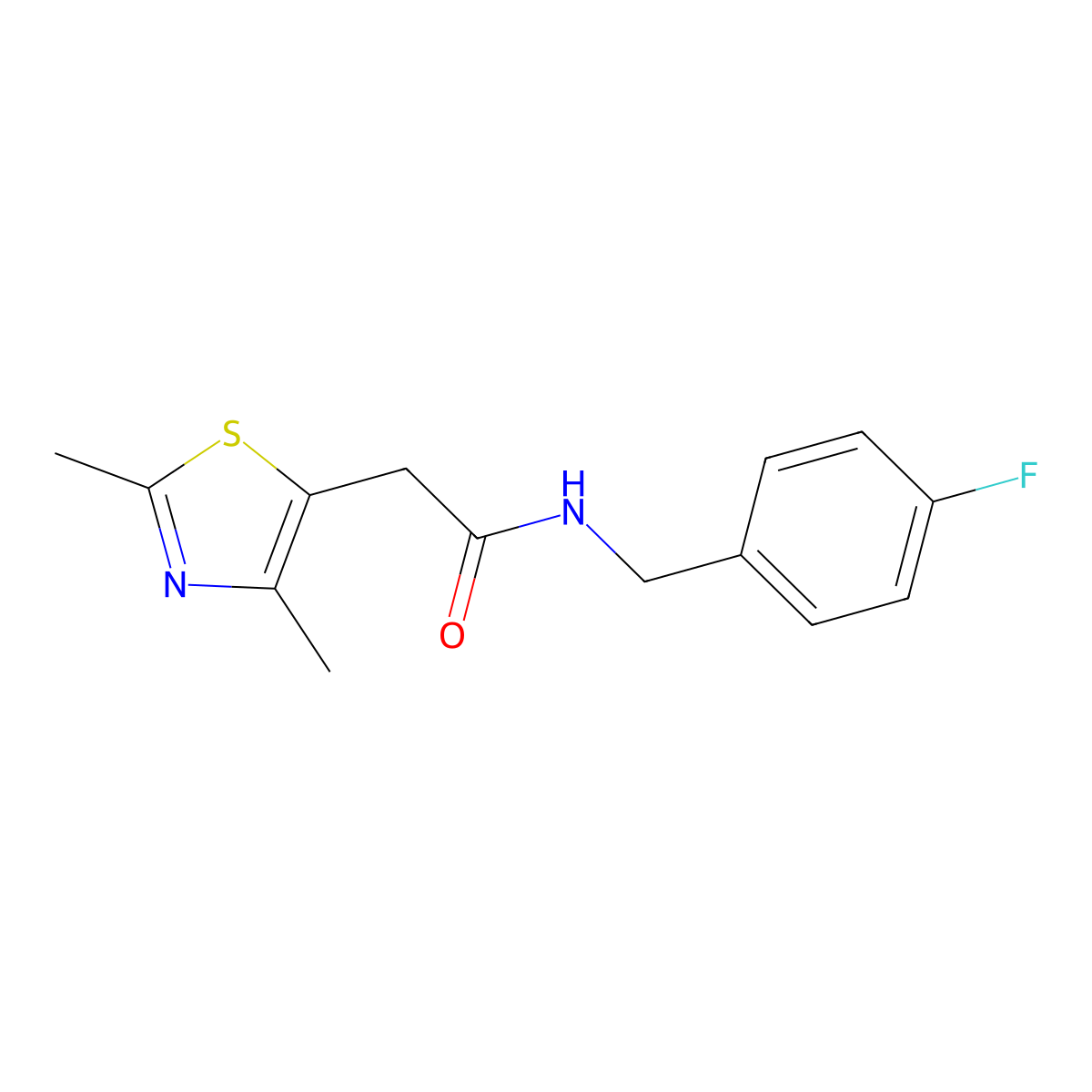 2-(2,4-dimethyl-1,3-thiazol-5-yl)-N-(4-fluorobenzyl)acetamide molecular structure, CAS 1219551-98-0