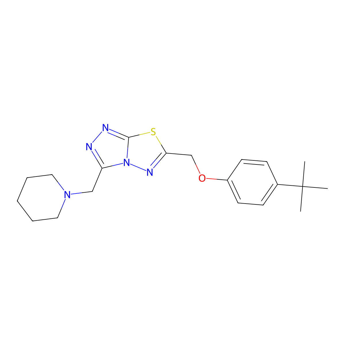 4-Tert-butylphenyl [3-(1-piperidinylmethyl)[1,2,4]triazolo[3,4-b][1,3,4]thiadiazol-6-yl]methyl ether molecular structure, CAS 1219552-21-2