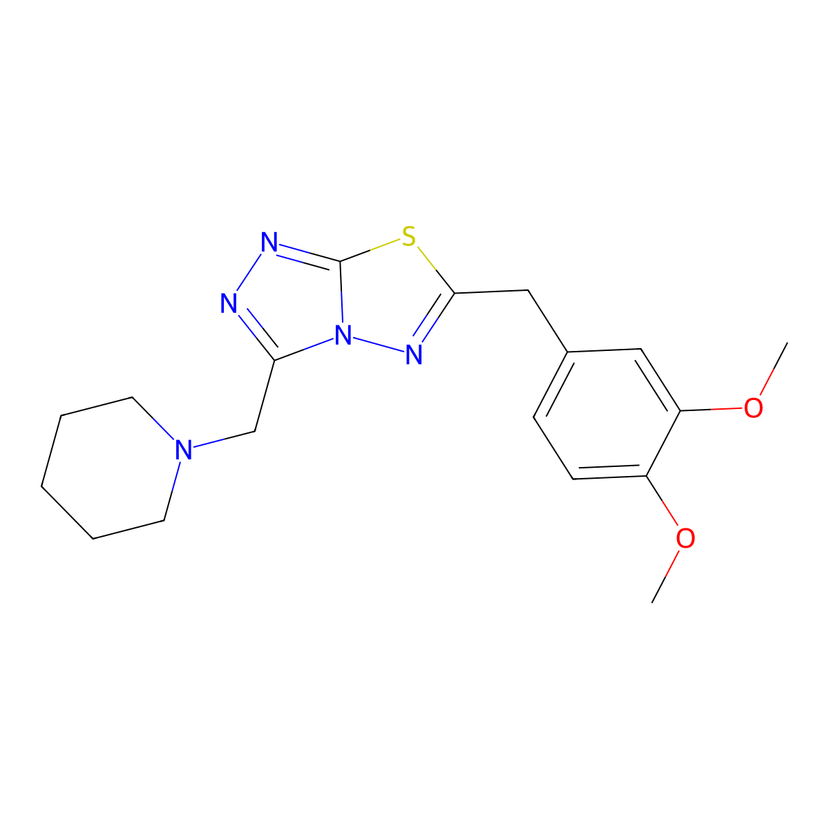 6-(3,4-Dimethoxybenzyl)-3-(1-piperidinylmethyl)[1,2,4]triazolo[3,4-b][1,3,4]thiadiazole molecular structure, CAS 1219552-23-4