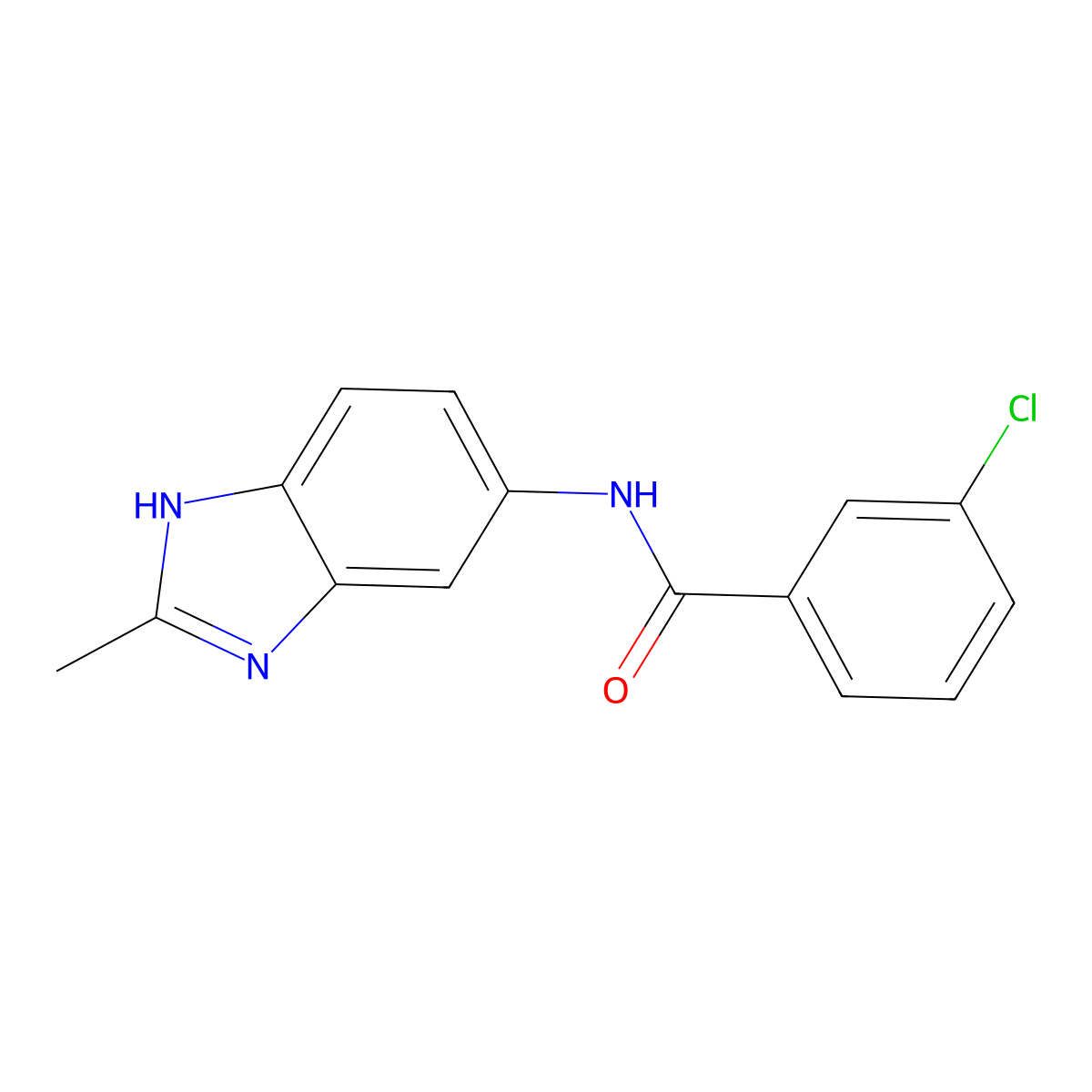 3-chloro-N-(2-methyl-1H-benzimidazol-5-yl)benzamide molecular structure, CAS 1219552-27-8
