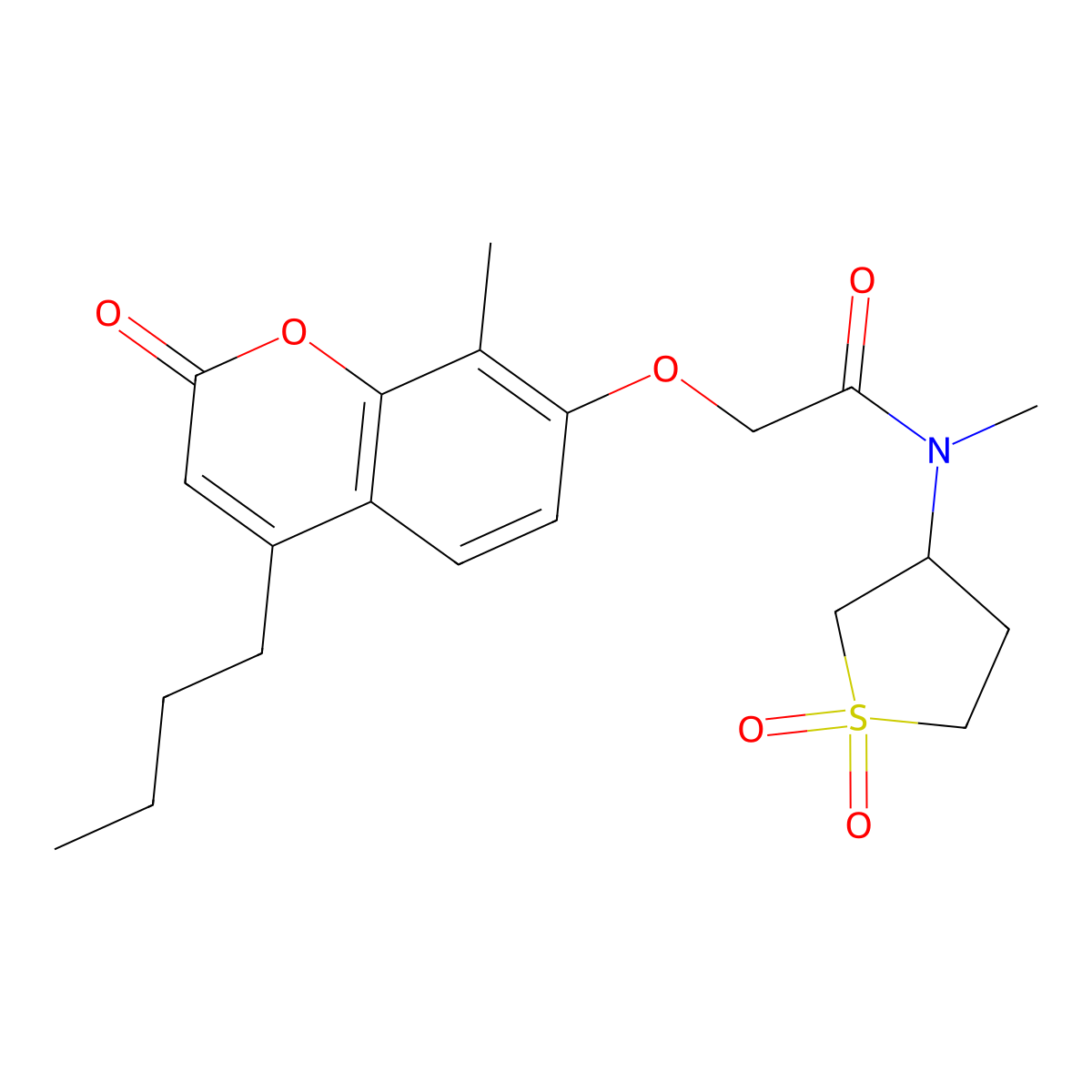 2-[(4-butyl-8-methyl-2-oxo-2H-chromen-7-yl)oxy]-N-(1,1-dioxidotetrahydrothiophen-3-yl)-N-methylacetamide molecular structure, CAS 1219552-32-5