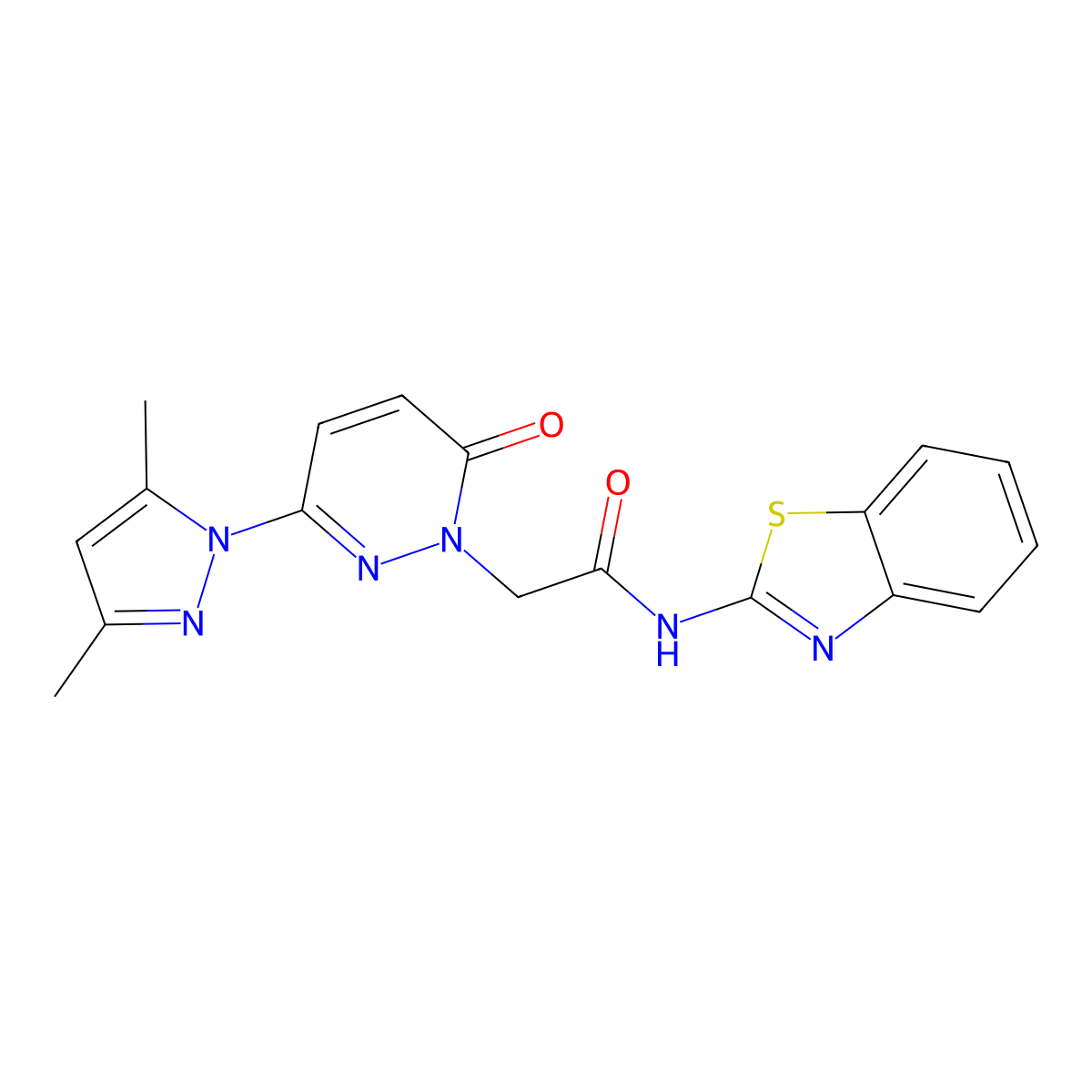 N-(benzo[d]thiazol-2-yl)-2-(3-(3,5-dimethyl-1H-pyrazol-1-yl)-6-oxopyridazin-1(6H)-yl)acetamide molecular structure, CAS 1219552-59-6