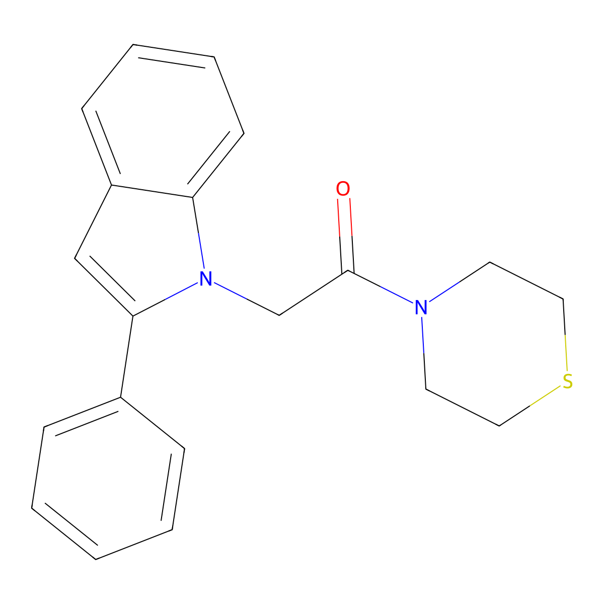 2-(2-phenyl-1H-indol-1-yl)-1-(thiomorpholin-4-yl)ethanone molecular structure, CAS 1219552-69-8
