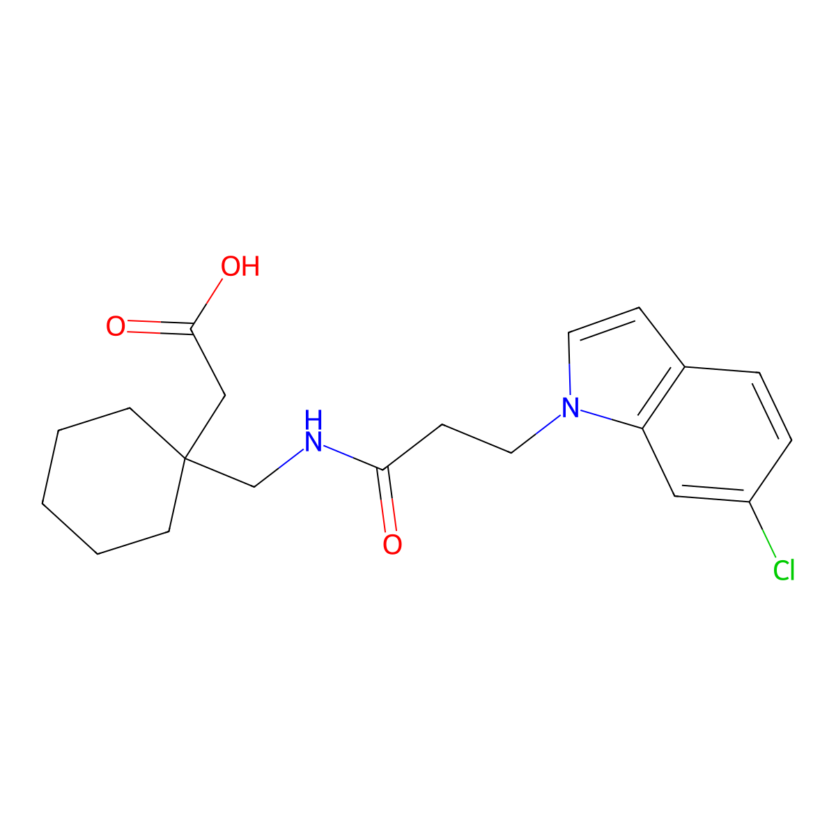 [1-({[3-(6-chloro-1H-indol-1-yl)propanoyl]amino}methyl)cyclohexyl]acetic acid molecular structure, CAS 1219552-80-3