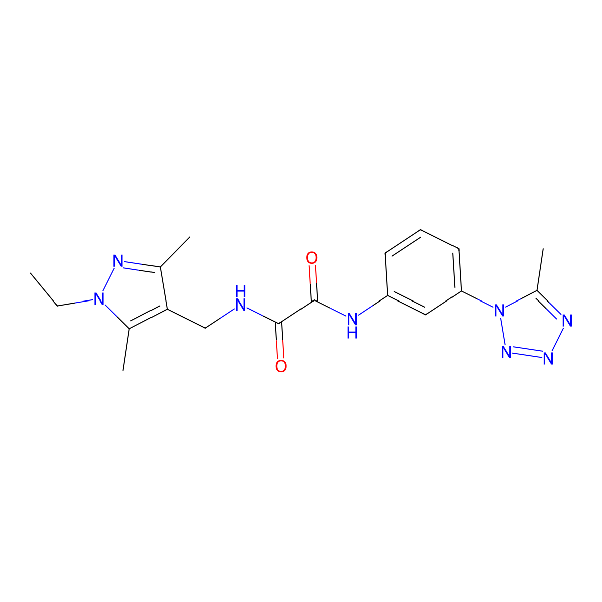 N-[(1-ethyl-3,5-dimethyl-1H-pyrazol-4-yl)methyl]-N'-[3-(5-methyl-1H-tetrazol-1-yl)phenyl]ethanediamide molecular structure, CAS 1219552-87-0