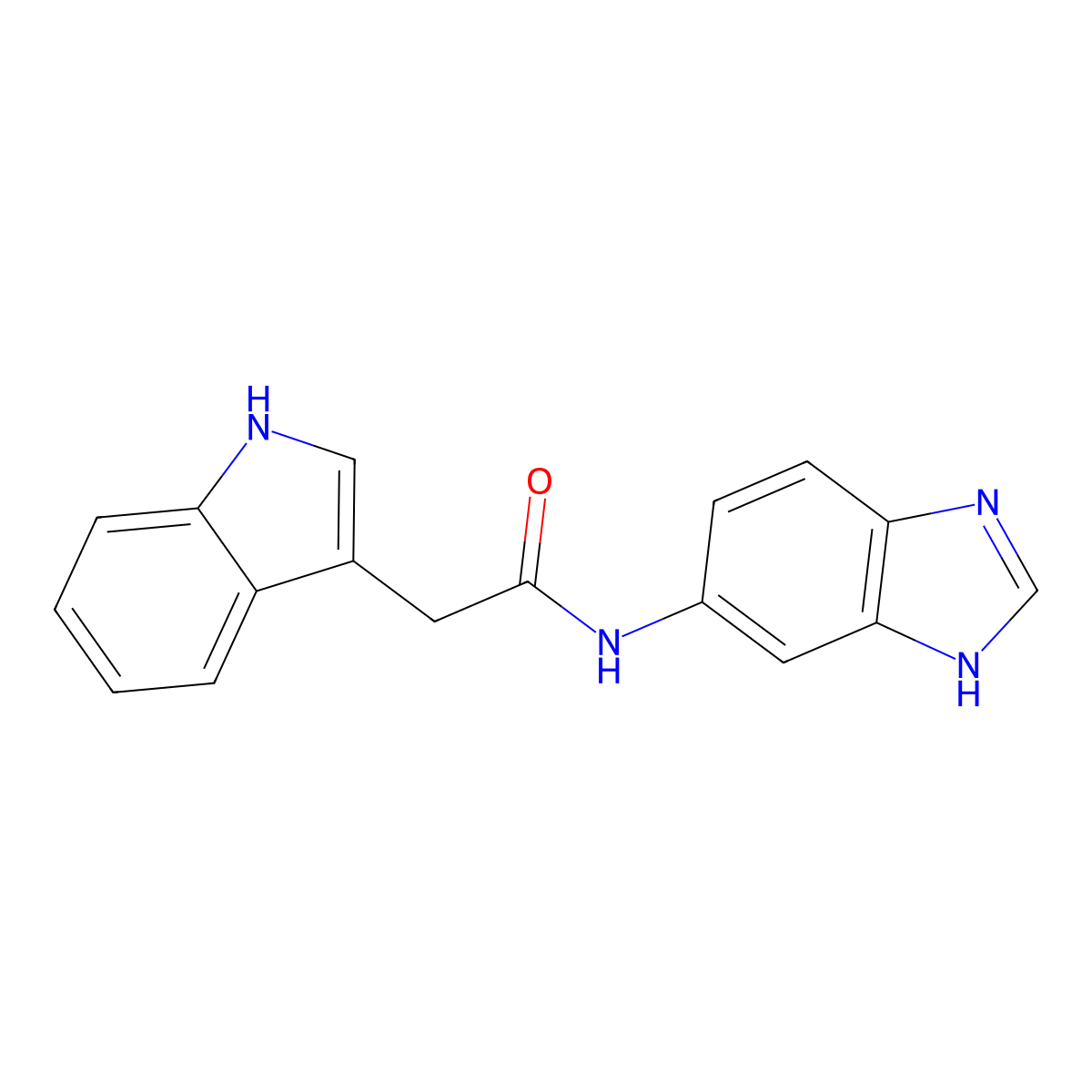 N-(1H-benzimidazol-6-yl)-2-(1H-indol-3-yl)acetamide molecular structure, CAS 1219552-91-6