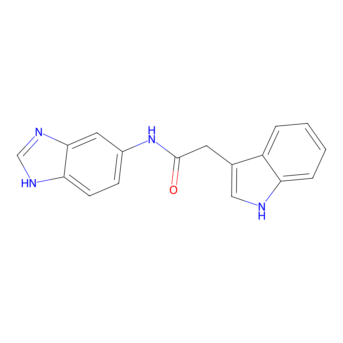 N-(1H-benzimidazol-6-yl)-2-(1H-indol-3-yl)acetamide molecular structure, CAS 1219552-91-6