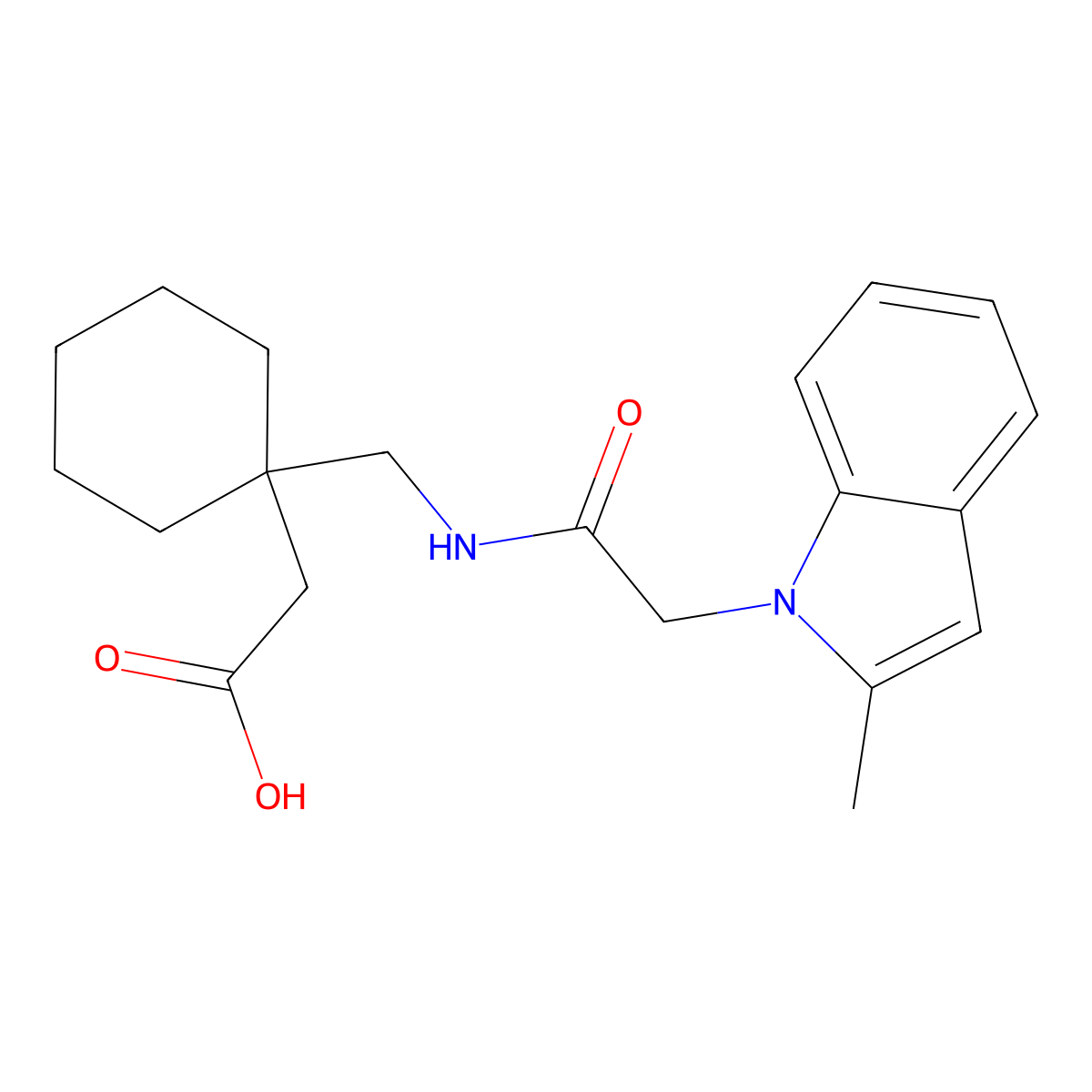 [1-({[(2-methyl-1H-indol-1-yl)acetyl]amino}methyl)cyclohexyl]acetic acid molecular structure, CAS 1219552-93-8