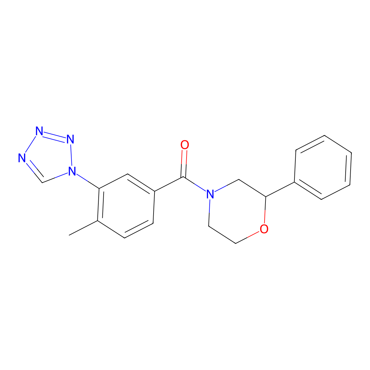 4-[4-methyl-3-(1H-tetrazol-1-yl)benzoyl]-2-phenylmorpholine molecular structure, CAS 1219553-11-3