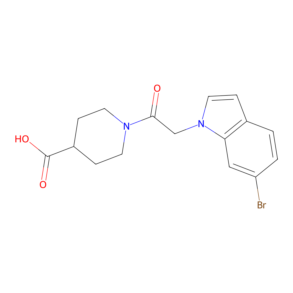 1-[(6-bromo-1H-indol-1-yl)acetyl]piperidine-4-carboxylic acid molecular structure, CAS 1219553-12-4