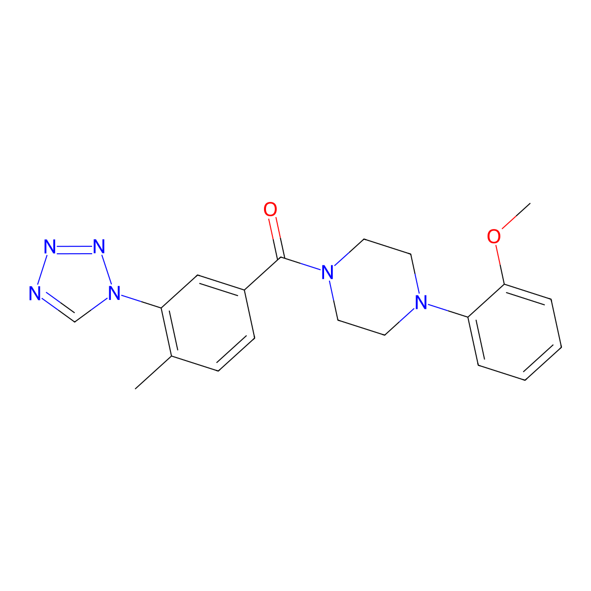 1-(2-methoxyphenyl)-4-[4-methyl-3-(1H-tetrazol-1-yl)benzoyl]piperazine molecular structure, CAS 1219553-34-0